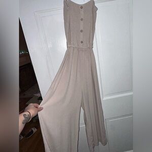 Ci Sono Light Beige Button-Front Jumpsuit